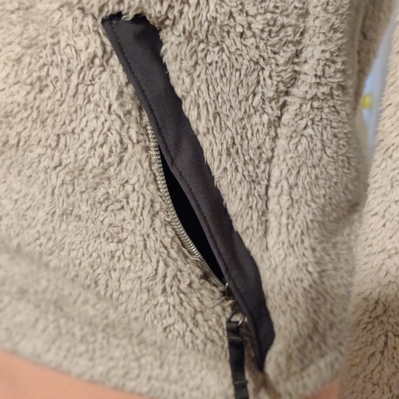 North Face full zipper  fuzzy Sherpa teddy bear popover jacket gray on gray  S - Picture 6 of 7